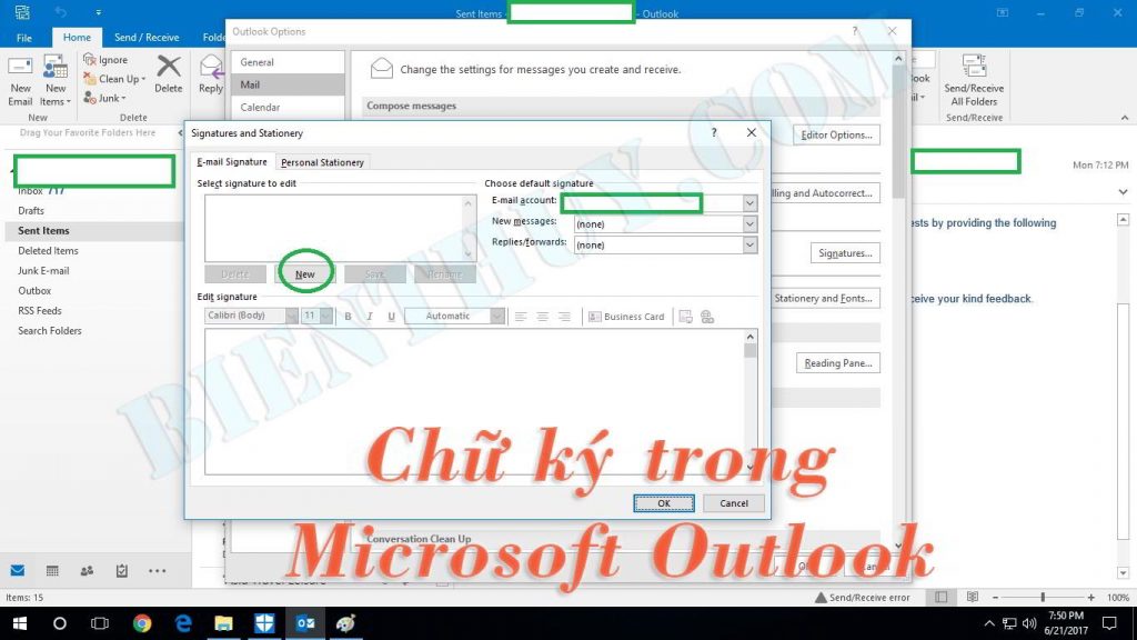 Cách tạo và thêm chữ ký trong Microsoft Outlook 2010 đến 2016